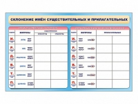 Фрагмент (демонстрационный) маркерный (двухсторонний) "Склонение имен существительных и прилагательных" - «globural.ru» - Ивантеевка